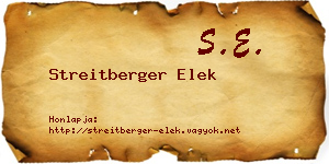 Streitberger Elek névjegykártya